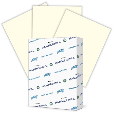 Hammermill Colors Recycled Copy Paper - Cream - Letter - 8 1/2" x 11" - 20 lb Basis Weight - Smooth - 500 / Ream - Sustainable F