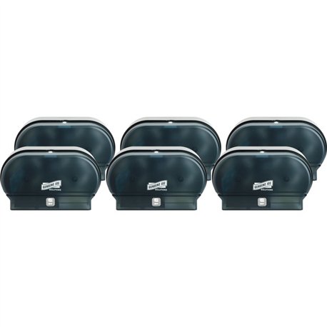 Genuine Joe Solutions Standard Bath Tissue Roll Dispenser - Manual - Roll - 2000 x Sheet, 2 x Roll - Black - Sliding Door - 6 / 