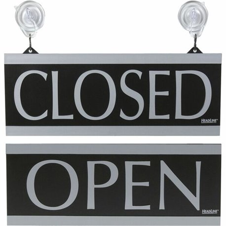 Headline Signs Century Series OPEN/CLOSED Sign - 1 Each - Open/Closed Print/Message - 13" Width5" Depth - Silver Print/Message C