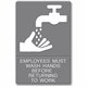 Headline Signs Employees Wash Hands Sign - 1 Each - EMPLOYEES MUST WASH HANDS BEFORE RETURNING TO WORK Print/Message - 6" Width9