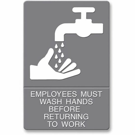 Headline Signs Employees Wash Hands Sign - 1 Each - EMPLOYEES MUST WASH HANDS BEFORE RETURNING TO WORK Print/Message - 6" Width9