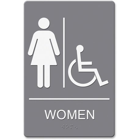 Headline Signs ADA WOMEN Wheelchair Restroom Sign - 1 Each - women's restroom/wheelchair accessible Print/Message - Double Sided