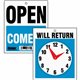 Headline Signs OPEN/WILL RETURN Time Sign - 1 Each - Open, Come In, Will Return Print/Message - 7.5" Width9" Depth - Rectangular