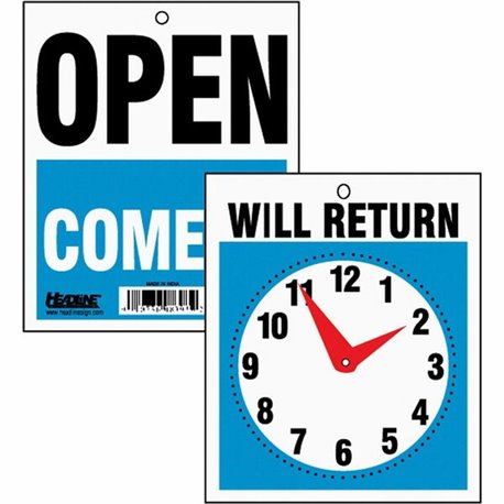 Headline Signs OPEN/WILL RETURN Time Sign - 1 Each - Open, Come In, Will Return Print/Message - 7.5" Width9" Depth - Rectangular