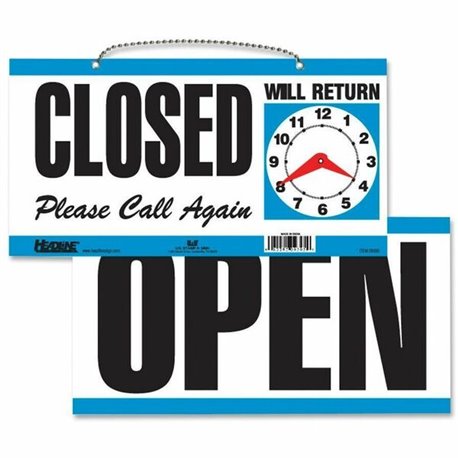 Headline Signs OPEN/CLOSED 2-sided Sign - 1 Each - Open/Closed/Please Call Again/Will Return Print/Message - 11.5" Width6" Depth