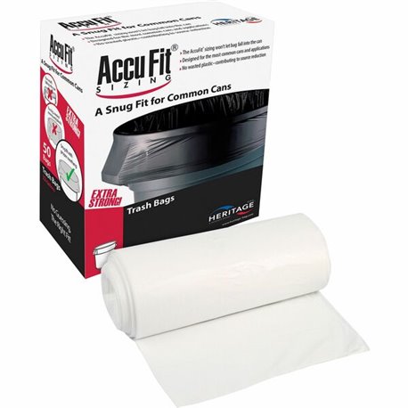 Heritage Accufit RePrime Trash Bags - 23 gal Capacity - 28" Width x 45" Length - 0.90 mil (23 Micron) Thickness - Low Density - 