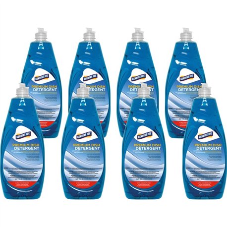 Genuine Joe Premium Dish Detergent - For Dish - Concentrate - 38 fl oz (1.2 quart) - 8 / Carton - Blue