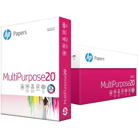 HP Papers Multipurpose20 Copy Paper - White - 96 Brightness - Letter - 8 1/2" x 11" - 20 lb Basis Weight - Smooth - 10 / Carton 