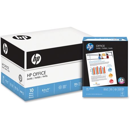 HP Office20 Paper - White - 92 Brightness - Letter - 8 1/2" x 11" - 20 lb Basis Weight - 200000 / Pallet - Smear Resistant, Quic