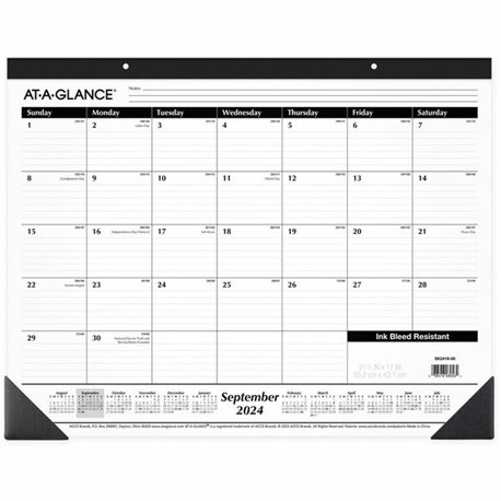 At-A-Glance 16-Month Monthly Desk Pad - Academic - Julian Dates - Monthly - 16 Month - September 2024 - December 2025 - 1 Month 