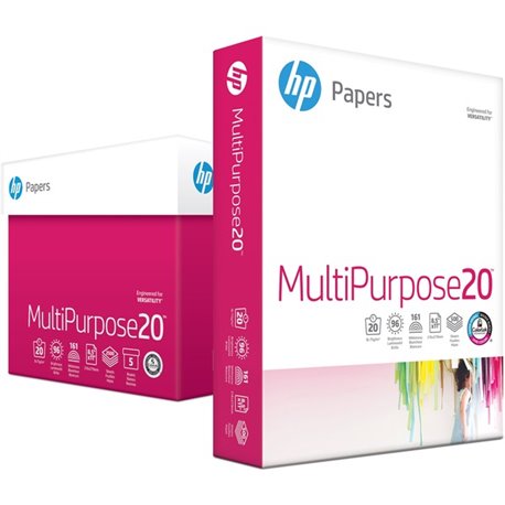 HP Papers Multipurpose20 Copy Paper - White - 96 Brightness - Letter - 8 1/2" x 11" - 20 lb Basis Weight - Smooth - 5 / Carton -