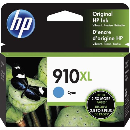 HP 910XL (3YL62AN) Original High Yield Inkjet Ink Cartridge - Cyan - 1 Each - 825 Pages