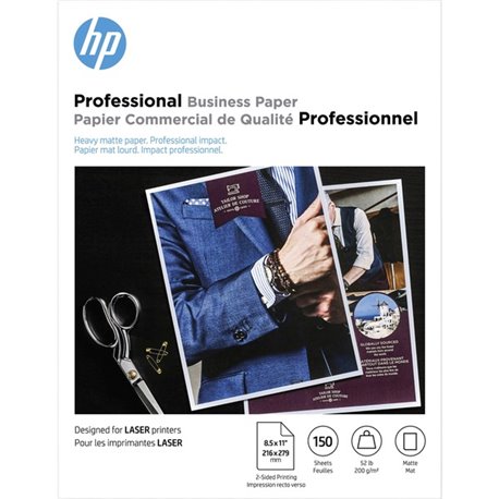 HP Laser Printer Professional Business Paper - Multi - Letter - 8 1/2" x 11" - 52 lb Basis Weight - 200 g/m&178 Grammage - Matte