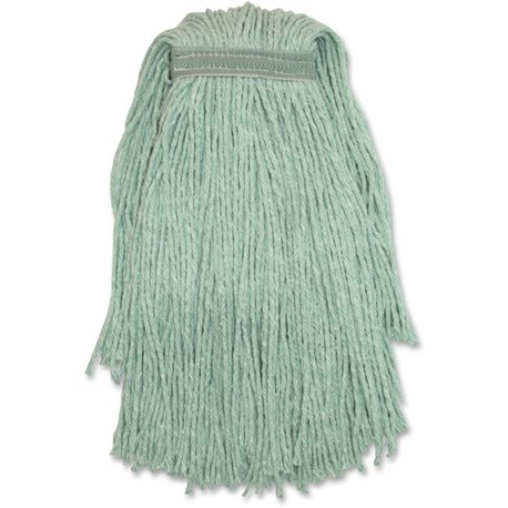 Genuine Joe Blended Yarn Mophead - 20 - Stain Resistant, Durable, Narrow Headband, Cut Ends - Yarn - Green - 1Each