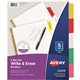 Avery Big Tab Write & Erase Dividers - 5 x Divider(s) - 5 Write-on Tab(s) - 5 - 5 Tab(s)/Set - 8.5" Divider Width x 11" Divider 