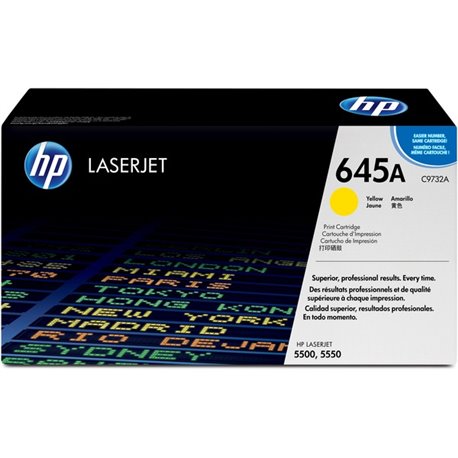 HP 645A (C9732A) Original Laser Toner Cartridge - Single Pack - Yellow - 1 Each - 12000 Pages