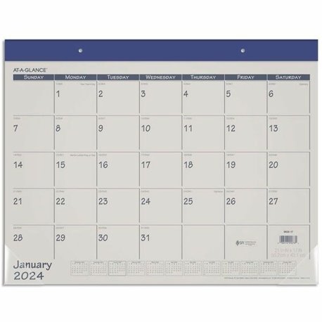 At-A-Glance Fashion Color Monthly Desk Pad, Standard, 21 3/4" x 17" - Standard Size - Julian Dates - Monthly - 12 Month - Januar