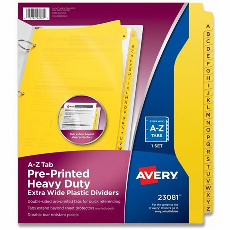 Avery Heavy-Duty Plastic A-Z Industrial Dividers - 26 x Divider(s) - 26 Tab(s) - A-Z - 26 Tab(s)/Set - 8.5" Divider Width x 11" 