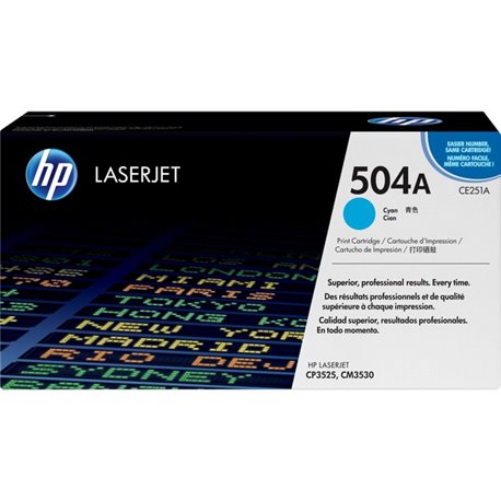 HP 504A (CE251A) Original Standard Yield Laser Toner Cartridge - Single Pack - Cyan - 1 Each - 7000 Pages