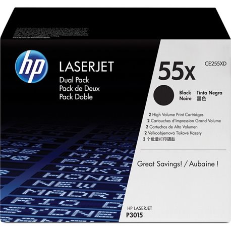 HP 55X (CE255XD) Original Laser Toner Cartridge - Dual Pack - Black - 2 / Pack - 12500 Pages