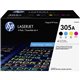 HP 305A (CE305AQ1) Original Laser Toner Cartridge - Combo Pack - Black, Cyan, Magenta, Yellow - 4 / Carton - 1520 Pages Black, 1