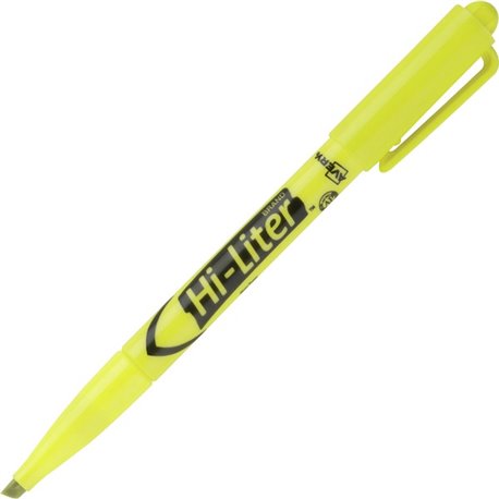 Avery Pen-Style Fluorescent Highlighters - Chisel Marker Point Style - Fluorescent Yellow - Yellow Barrel - 1 Dozen