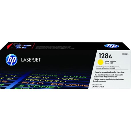 HP 128A (CE322A) Original Standard Yield Laser Toner Cartridge - Single Pack - Yellow - 1 Each - 1300 Pages