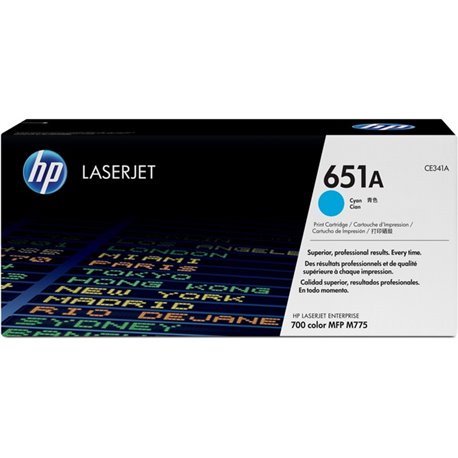 HP 651A (CE341A) Original Laser Toner Cartridge - Single Pack - Cyan - 1 Each - 16000 Pages