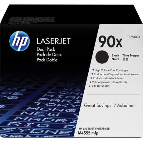 HP 90X (CE390XD) Original Laser Toner Cartridge - Dual Pack - Black - 2 / Carton - 24000 Pages