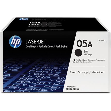 HP 05A (CE505D) Original Laser Toner Cartridge - Dual Pack - Black - 2 / Carton - 2300 Pages