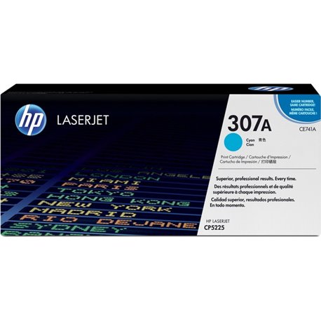 HP 307A (CE741A) Original Laser Toner Cartridge - Single Pack - Cyan - 1 Each - 7300 Pages