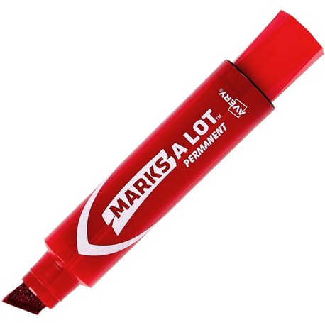 Avery Jumbo Permanent Markers - Chisel Marker Point Style - Red - Red Barrel - 1 Dozen