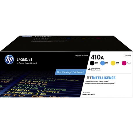 HP 410A (CF410AQ) Original Laser Toner Cartridge - Combo Pack - Black, Cyan, Magenta, Yellow - 4 / Carton - 2300 Black, 2300 Cya