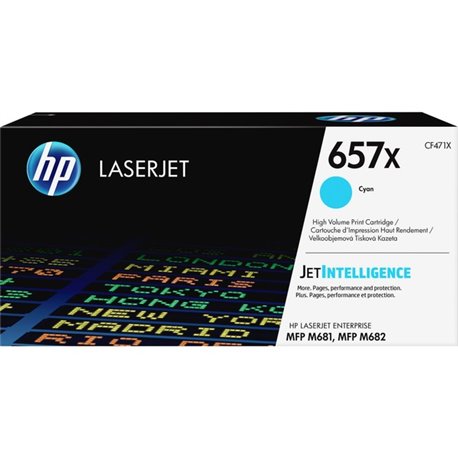 HP 657X (CF471X) Original High Yield Laser Toner Cartridge - Cyan - 1 Each - 23000 Pages