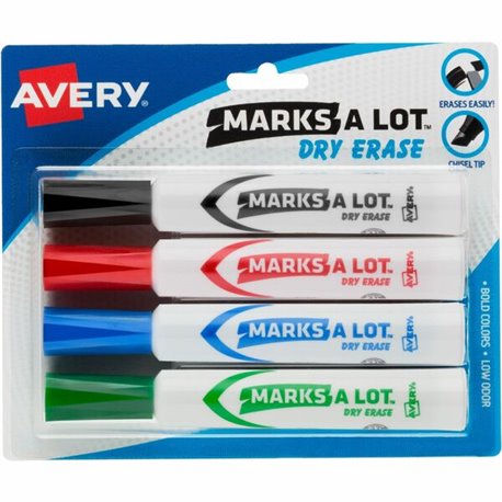 Avery Marks A Lot Desk-Style Dry-Erase Markers - Broad Marker Point - Chisel Marker Point Style - Blue, Black, Red, Green - 4 / 