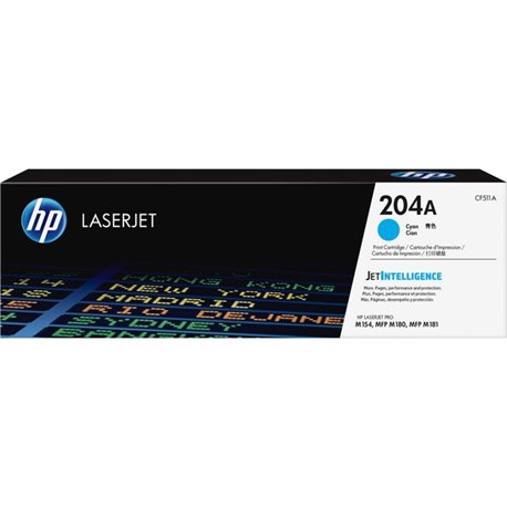 HP 204A (CF511A) Original Standard Yield Laser Toner Cartridge - Cyan - 1 Each - 900 Pages