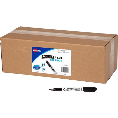 Avery Marks-A-Lot Value Pack Dry Erase Markers - Bullet Marker Point Style - Black - 200 / Carton