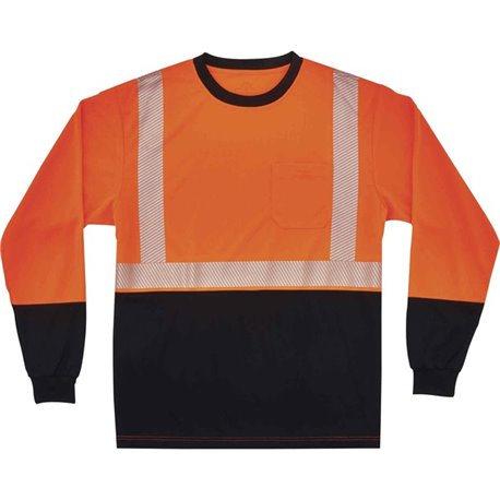 GloWear 8281BK Type R Class 2 Front Long Sleeve T-Shirt - Medium Size - Polyester - Orange, Black