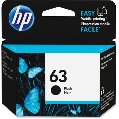 HP 63 Original Inkjet Ink Cartridge - Black - 1 Pack - 170 Pages