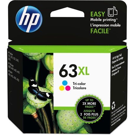 HP 63XL Original High Yield Inkjet Ink Cartridge - Tri-color - 1 Pack - 300 Pages