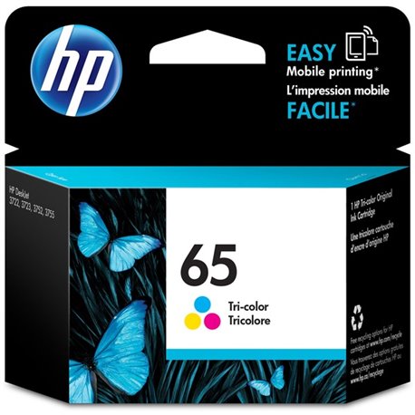 HP 65 (N9K01AN) Original Inkjet Ink Cartridge - Tri-color - 1 Each - 100 Pages