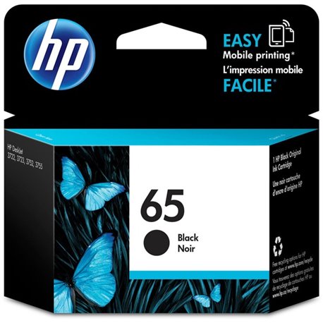 HP 65 (N9K02AN) Original Inkjet Ink Cartridge - Black - 1 Each - 120 Pages