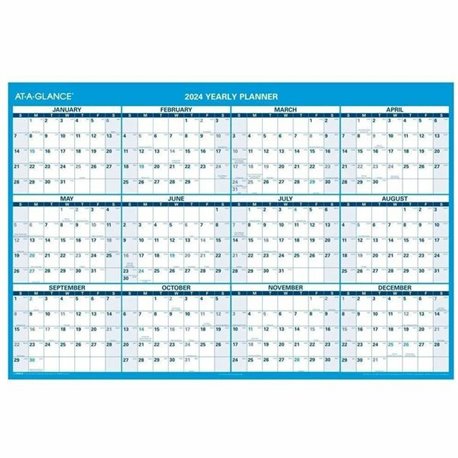At-A-Glance Horizontal Reversible Erasable Wall Calendar - Extra Large Size - Julian Dates - Yearly - 12 Month - January 2024 - 