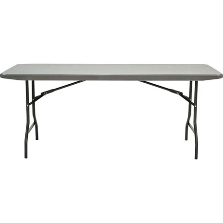 Iceberg IndestrucTable Commercial Folding Table - For - Table TopCharcoal Rectangle Top - Powder Coated Gray Round Leg Base - Co