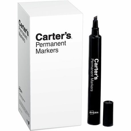 Avery Large Desk-Style Permanent Markers - 120.9675 mm Marker Point Size - Chisel Marker Point Style - Black - 1 Dozen