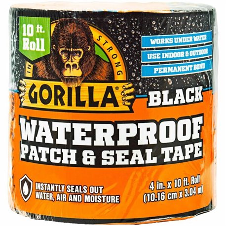 Gorilla Waterproof Patch & Seal Tape - 10 ft Length x 4" Width - 1 Each - Black
