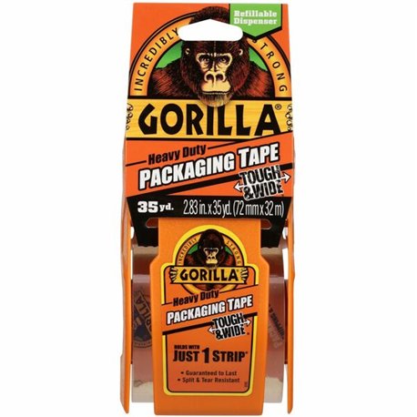 Gorilla Heavy-Duty Tough & Wide Shipping/Packaging Tape - 35 yd Length x 2.83" Width - 1.50" Core - Dispenser Included - 1 / Pac