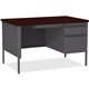 Lorell Fortress Series 48" Right Single-Pedestal Desk - For - Table TopLaminated Rectangle, Mahogany Top - 30" Table Top Length 