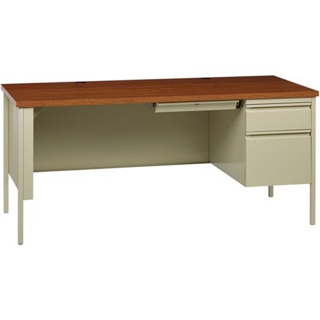 Lorell Fortress Series 66" Right-Pedestal Desk - For - Table TopOak Laminate Rectangle Top - 30" Table Top Length x 66" Table To