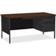 Lorell Fortress Series 66" Right-Pedestal Desk - For - Table TopLaminated Rectangle, Walnut Top - 30" Table Top Length x 66" Tab